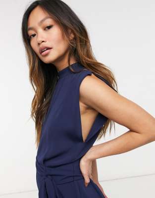 asos design split sleeve mini dress with obi belt