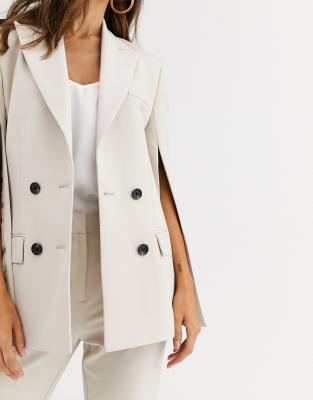 Split sleeve blazer cape on sale white