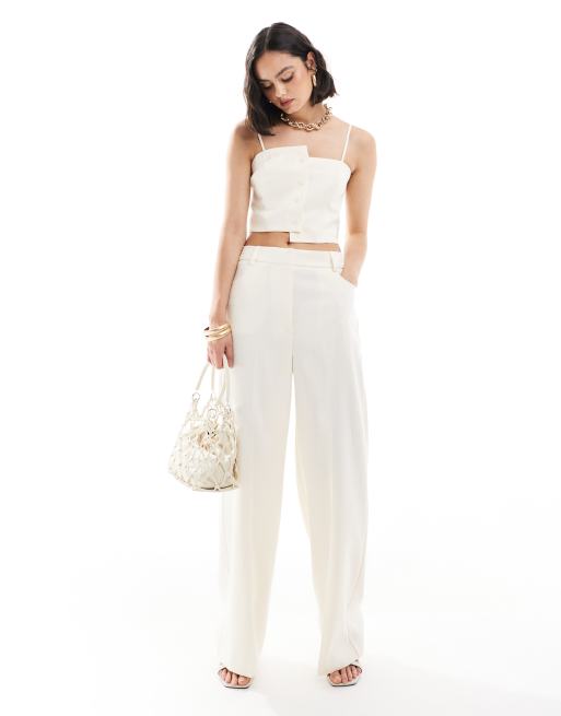 ASOS DESIGN split vest and pants in cream