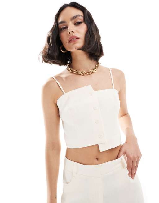 ASOS DESIGN split vest in cream