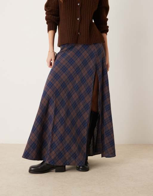 ASOS DESIGN – Spódnica maxi w kratę z rozcięciem z boku, 3 z 5