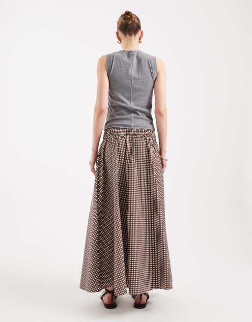 ASOS DESIGN – Spódnica maxi w kratkę vichy marszczona w talii, 2 z 5