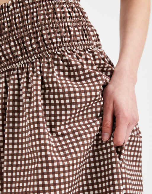 ASOS DESIGN – Spódnica maxi w kratkę vichy marszczona w talii, 5 z 5