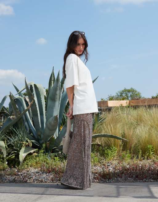 ASOS DESIGN – Spódnica maxi w panterkę z koronkowymi przeszyciami, 3 z 5