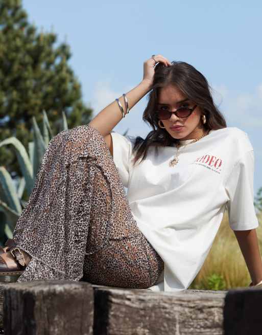 ASOS DESIGN – Spódnica maxi w panterkę z koronkowymi przeszyciami, 4 z 5
