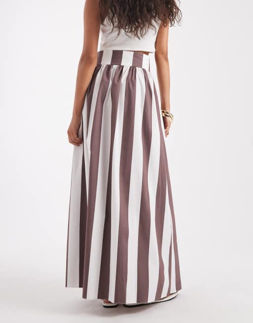 ASOS DESIGN – Spódnica maxi z guzikami z przodu w brązowe paski, 3 z 5