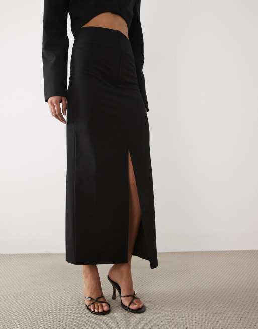 ASOS DESIGN spódnica maxi z wysokim stanem w czerni, część zestawu, 2 z 5