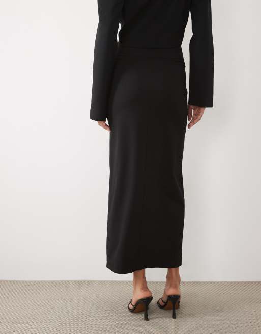 ASOS DESIGN spódnica maxi z wysokim stanem w czerni, część zestawu, 3 z 5