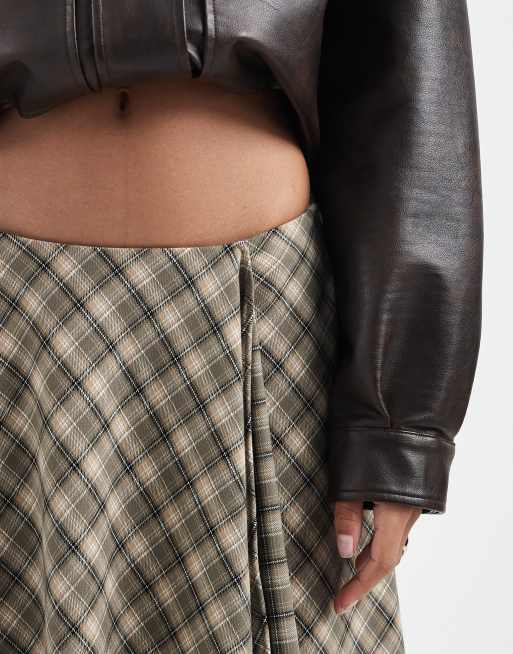 ASOS DESIGN – Spódnica maxi ze zwiewnym dołem i wzorem w kratkę, 5 z 5