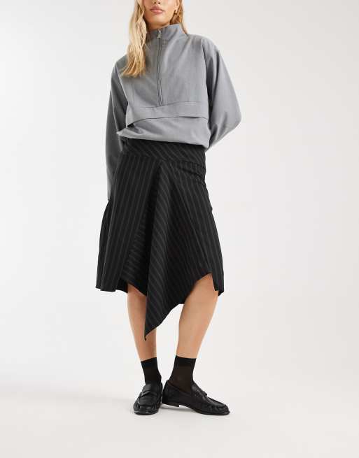 ASOS DESIGN – Spódnica midi w prążki z obniżonym dołem w stylu lat 90., 2 z 5