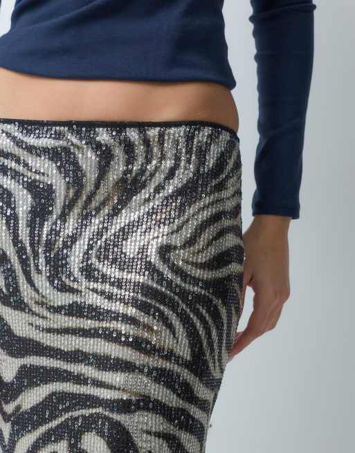 ASOS DESIGN spódnica midi z nadrukiem i cekinami w zebrę, 5 z 5