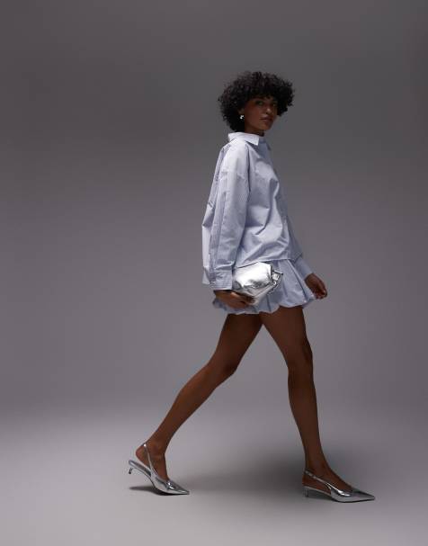 ASOS DESIGN – Spódnica mini o kroju bombki w niebieskie paski - view 1