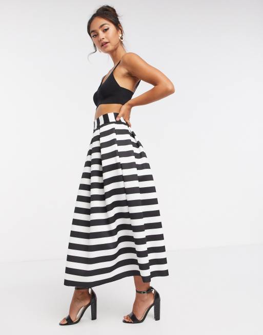 ASOS DESIGN – Spódnica na bal maturalny z materiału scuba w paski