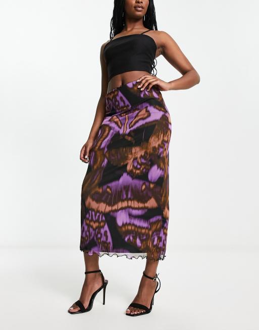 ASOS DESIGN – Spódnica siateczkowa midi w rozmyty wzór