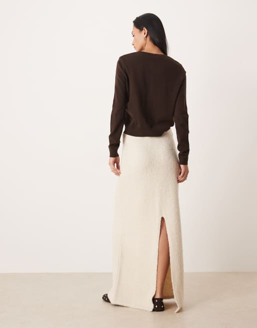 ASOS DESIGN – Spódnica z dzianiny boucle w kolorze ecru, część zestawu, 2 z 5