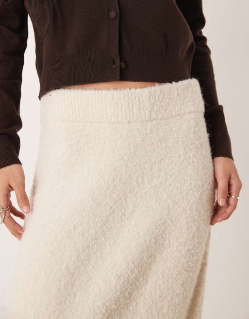 ASOS DESIGN – Spódnica z dzianiny boucle w kolorze ecru, część zestawu, 5 z 5
