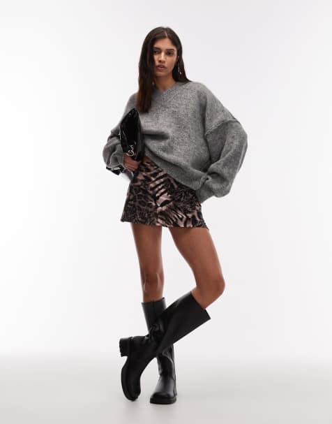 ASOS DESIGN jersey mini skort in mixed leopard print