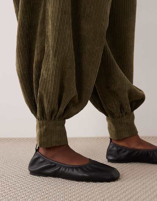 ASOS DESIGN spodnie balloon ze sztruksu w kolorze khaki, 5 z 5