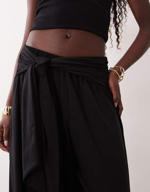 ASOS DESIGN spodnie balonowe wiązane jak sarong w kolorze czarnym, 3 z 5