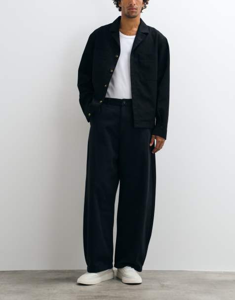 ASOS DESIGN barrel leg trouser in black