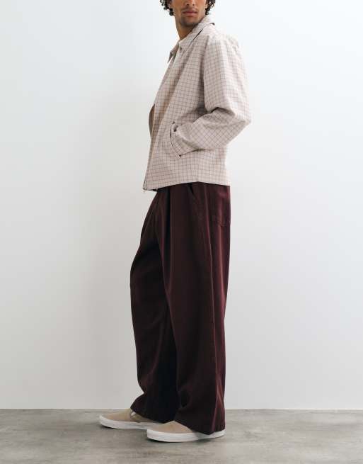 ASOS DESIGN spodnie barrel w kolorze burgundowym, 2 z 5
