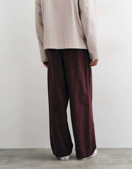 ASOS DESIGN spodnie barrel w kolorze burgundowym, 3 z 5