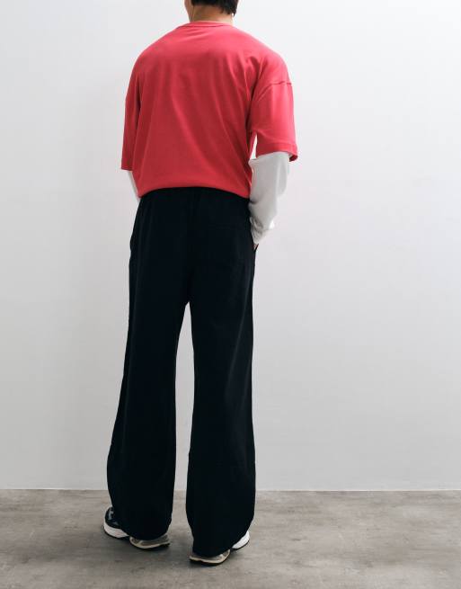 ASOS DESIGN spodnie barrel z zakładkami w kolorze czarnym, 3 z 5