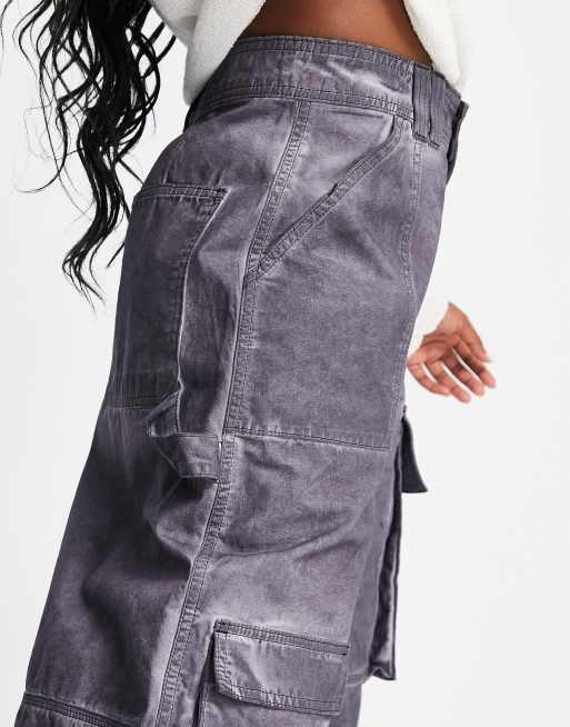 ASOS DESIGN – Spodnie bojówki oversize z balonowymi nogawkami w spranym grafitowym kolorze, 3 z 4