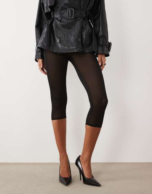 ASOS DESIGN spodnie capri z siateczki w kolorze czarnym, 2 z 5