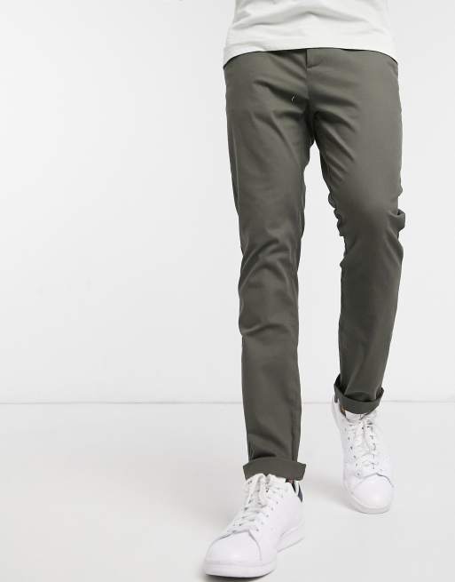 ASOS DESIGN – Spodnie chino o dopasowanym kroju w kolorze khaki