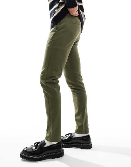 ASOS DESIGN – Spodnie chino o dopasowanym kroju w kolorze khaki, 3 z 5