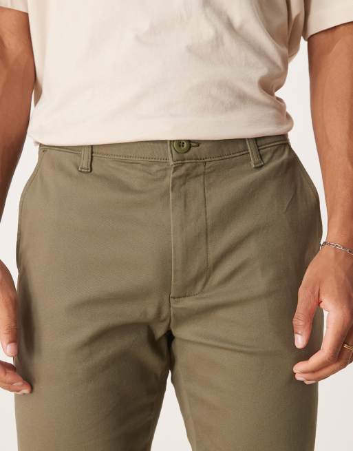 ASOS DESIGN – Spodnie chino o dopasowanym kroju w kolorze khaki, 3 z 5