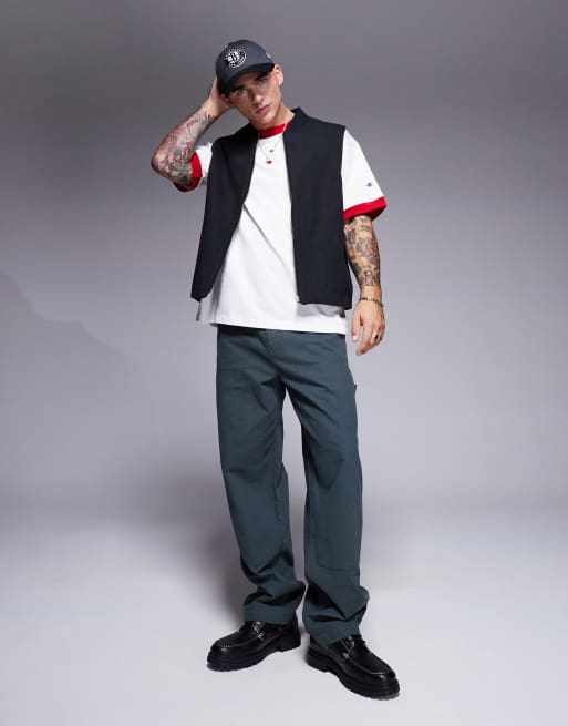 ASOS DESIGN – Spodnie chinosy baggy typu carpenter w kolorze khaki