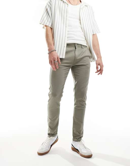 ASOS DESIGN – Spodnie chinosy o obcisłym kroju w spranym kolorze khaki