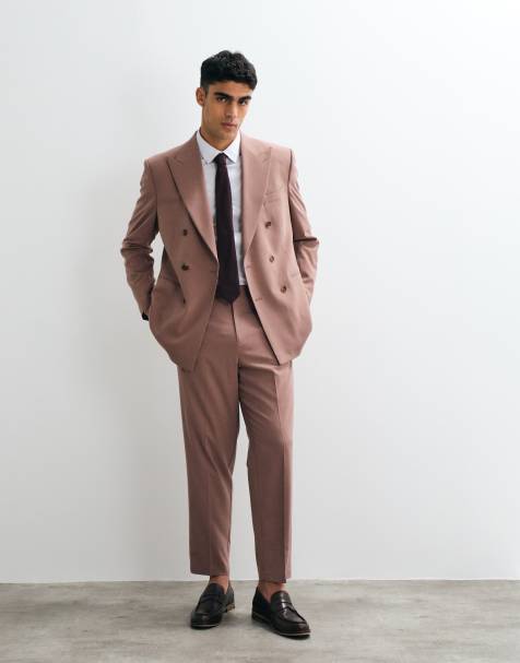 ASOS DESIGN spodnie garniturowe carrot fit w kolorze burgundowym - view 1