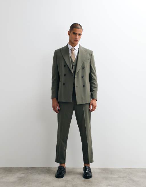 ASOS DESIGN – Oliwkowozielony garnitur o zwężanym kroju, 2 z 3