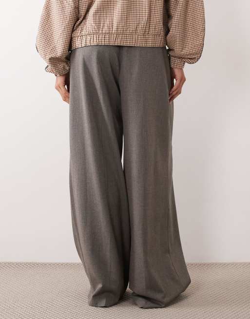 ASOS DESIGN spodnie garniturowe oversize ze zakładkami w kolorze szarym, 3 z 5