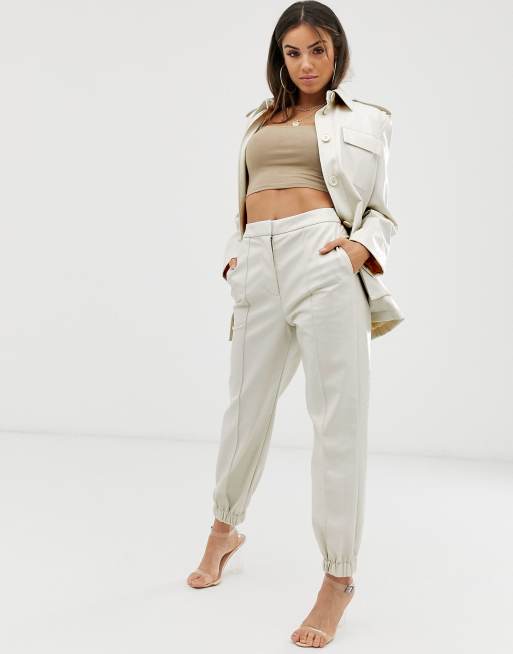ASOS DESIGN - Garnitur winylowy w kolorze kości słoniowej , 2 z 3