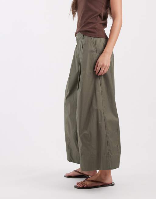 ASOS DESIGN – Spodnie kuloty z szerokimi nogawkami w kolorze khaki, 3 z 5