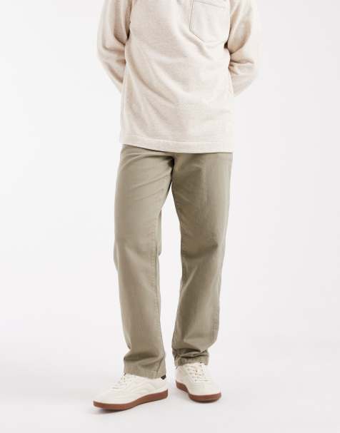 ASOS DESIGN straight trousers in washed khaki