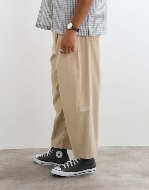 ASOS DESIGN spodnie oversize zwężane w beżu z zakładkami, 5 z 5