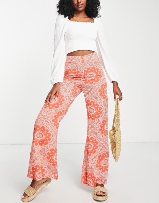 ASOS DESIGN – Spodnie palazzo z miedzianym wzorem paisley