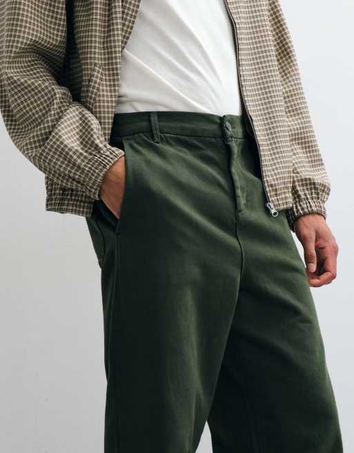ASOS DESIGN spodnie relaxed tapered w ciemnym khaki, 4 z 5