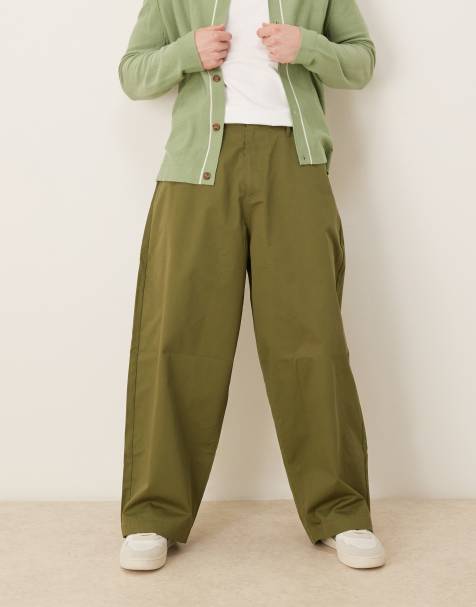 ASOS DESIGN loose trousers in khaki