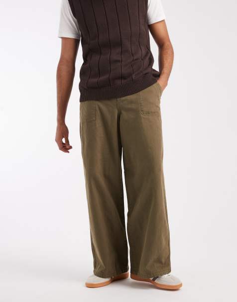 ASOS DESIGN loose trousers in khaki