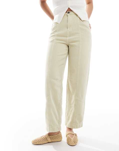 ASOS DESIGN laundered seamed barrel trousers in sage