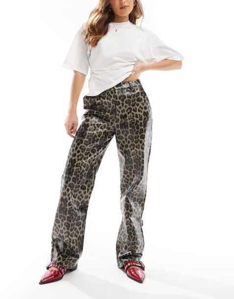 ASOS DESIGN – Spodnie z imitacji skóry w zwierzęcy wzór - view 1