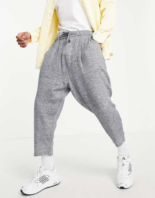 ASOS DESIGN – Spodnie z obniżonym krokiem, z lekkiego, teksturowanego materiału