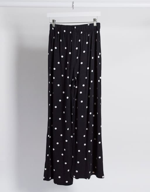 ASOS DESIGN – Spodnie z szerokimi nogawkami i nadrukiem w grochy, 3 z 4