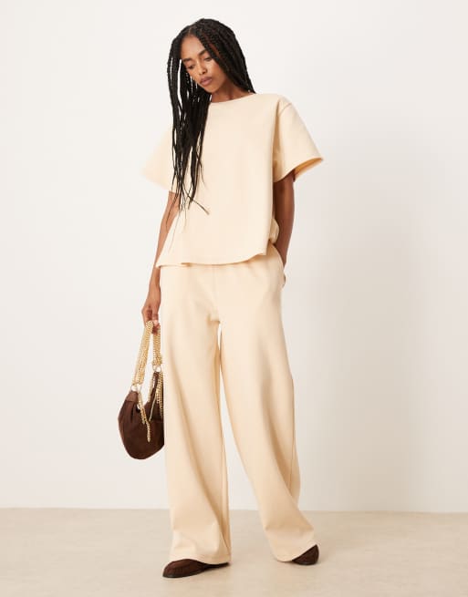ASOS DESIGN – Spodnie z szerokimi nogawkami z materiału interlock, część zestawu 